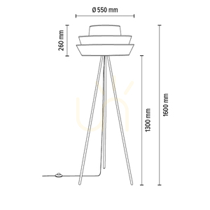 Amar Floor Lamp, 1xE27, Max. 40W, Black Metal/Black PVC Cable/White Lampshade, Ø55 cm small 3