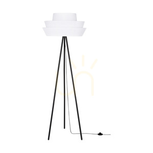 Amar Floor Lamp, 1xE27, Max. 40W, Black Metal/Black PVC Cable/White Lampshade, Ø55 cm small 0