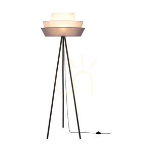 Amar Floor Lamp, 1xE27, Max. 40W, Black Metal/Black PVC Cable/Graphite-Gray-White Lampshade, Ø55 cm small 1