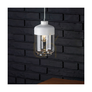 Amaretto Pendant Light, 1xE27, Max. 60W, White Metal / Transparent PVC Cable / White-Transparent Glass Shade, Ø17 cm small 2