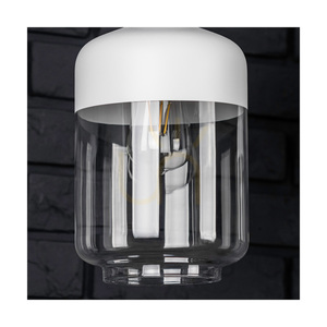 Amaretto Pendant Light, 1xE27, Max. 60W, White Metal / Transparent PVC Cable / White-Transparent Glass Shade, Ø17 cm small 3