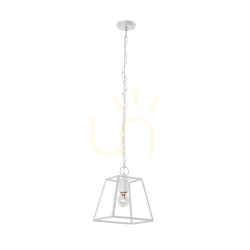 Check Amata Pendant Light 1xE27 Max. 60W White Metal/Clear Glass 22 cm