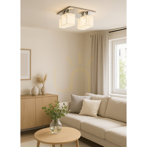 Anika Ceiling Light, 4xE27, 60W, Chrome Metal/White Plastic Shade, 33 cm small 2
