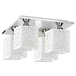 Anika Ceiling Light, 4xE27, 60W, Chrome Metal/White Plastic Shade, 33 cm small 0