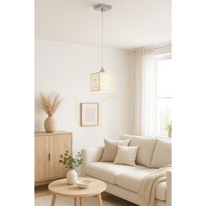 Anika Pendant Light, 1xE27, Max. 60W, Chrome Metal/White Plastic Shade, 13 cm small 1