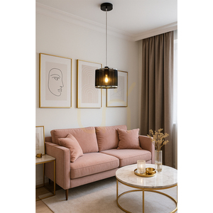 Anina Pendant Light 1xE14 Max. 25W Black Metal/Transparent PVC/Black-Chrome Lampshade Ø15 cm small 1