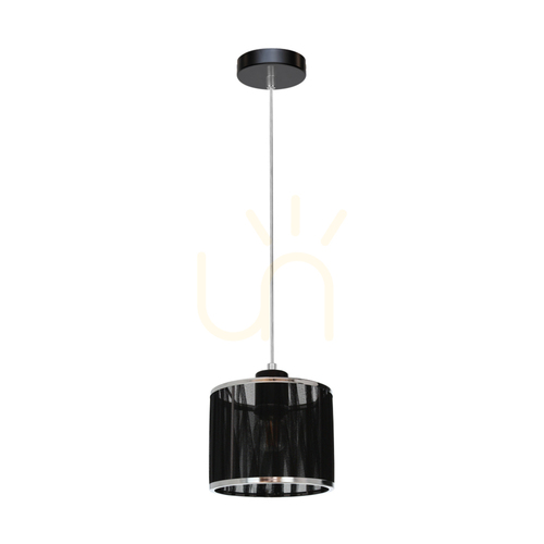 Check Anina Pendant Light 1xE14 Max. 25W Black Metal/Transparent PVC/Black-Chrome Lampshade Ø15 cm