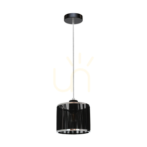 Anina Pendant Light 1xE14 Max. 25W Black Metal/Transparent PVC/Black-Chrome Lampshade Ø15 cm small 0