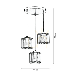 Anina Pendant Light, 3xE14, Max. 25W, Black Metal/Transparent PVC/Black-Chrome Lampshade, Ø35 cm small 2