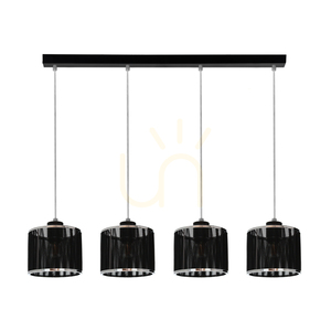 Anina Pendant Light 4xE14 Max. 25W Black Metal/Transparent PVC/Black-Chrome Lampshade 80 cm small 0