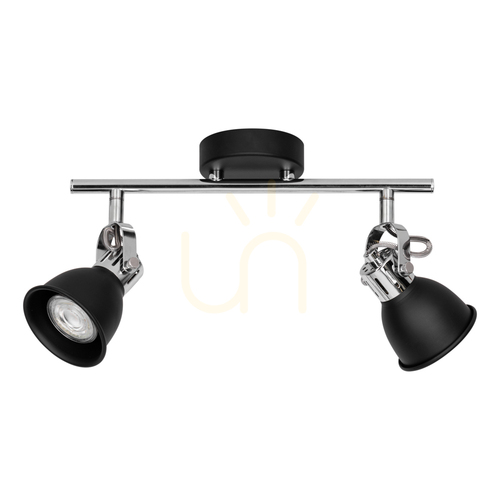 Check Anita Ceiling Light, 2xGU10, Max. 50W, Black/Chrome Metal, 16.5 cm