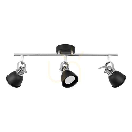 Check Anita Ceiling Light, 3xGU10, Max. 50W, Black/Chrome Metal, 56.5 cm