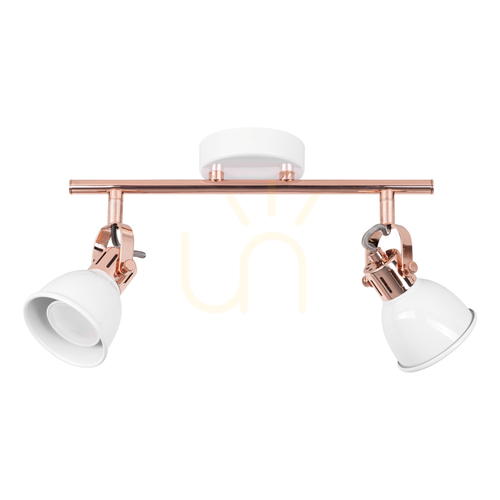 Check Anita Ceiling Light, 2xGU10, Max. 50W, Copper/White Metal, 39.5 cm