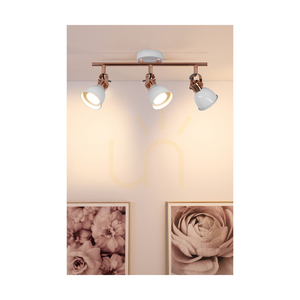Anita Ceiling Light, 3xGU10, Max. 50W, Copper/White Metal, 56.5 cm small 3