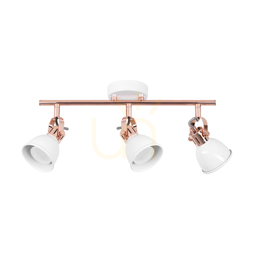 Check Anita Ceiling Light, 3xGU10, Max. 50W, Copper/White Metal, 56.5 cm