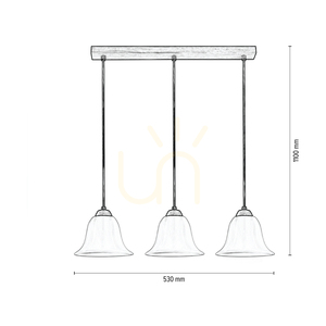 Anna Pendant Light 3xE27 Max. 60W Oiled Oak/Transparent PVC Cable/White Glass Shade 53 cm small 2