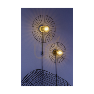 Antonella Wall Sconce 1xE27 Max. 25W Oiled Oak/Black Metal/Black Braided Cable Ø9 cm small 2