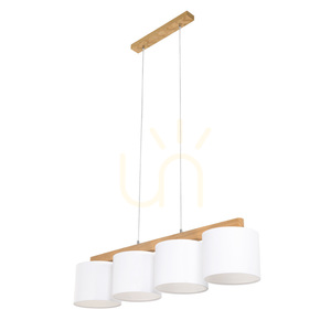 Aprillia Pendant Light 4xE27 Max. 25W Oiled Oak/Transparent PVC Cable/White Lampshade 86 cm small 1