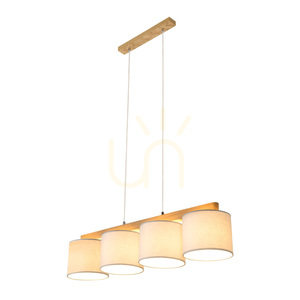 Aprillia Pendant Light 4xE27 Max. 25W Oiled Oak/Transparent PVC Cable/Gray Lampshade 86 cm small 2