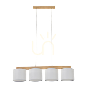 Aprillia Pendant Light 4xE27 Max. 25W Oiled Oak/Transparent PVC Cable/Gray Lampshade 86 cm small 0