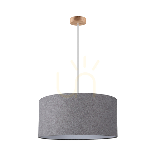Check Asseto Pendant Light, 1xE27, Max. 60W, Oiled Oak/Anthracite, Braided Cable/Gray, Lampshade Ø50 cm