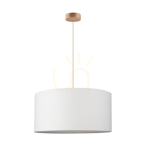 Check Asseto Pendant Light, 1xE27, Max. 60W, Oiled Oak/Cream, Braided Cable/Beige Lampshade, Ø50 cm