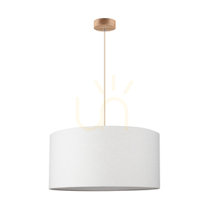 Asseto Pendant Light, 1xE27, Max. 60W, Oiled Oak/Cream, Braided Cable/Beige Lampshade, Ø50 cm small 0