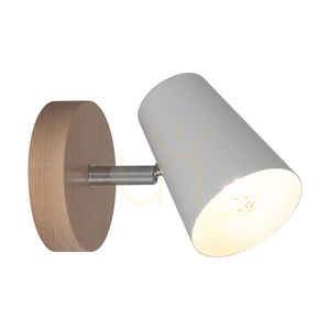 Astrid Wall Sconce 1xE14 Max. 40W Birch/Chrome Metal/White Metal Shade 17 cm small 1