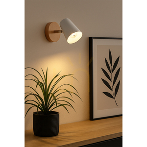 Astrid Wall Sconce 1xE14 Max. 40W Birch/Chrome Metal/White Metal Shade 17 cm small 2