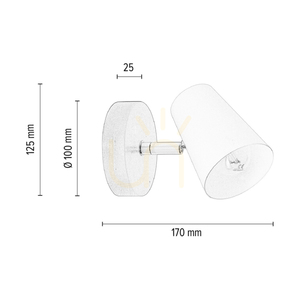 Astrid Wall Sconce 1xE14 Max. 40W Birch/Chrome Metal/White Metal Shade 17 cm small 3