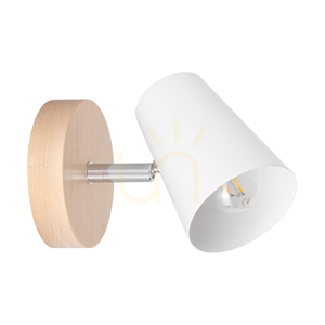 Astrid Wall Sconce 1xE14 Max. 40W Birch/Chrome Metal/White Metal Shade 17 cm small 0