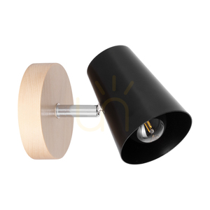 Astrid Wall Sconce 1xE14 Max. 40W Birch/Chrome Metal/Black Metal Shade 17 cm small 0