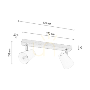 Astrid Ceiling Light, 2xE14, Max. 40W, Birch/Chrome Metal/Black Metal Shade, 43 cm small 3