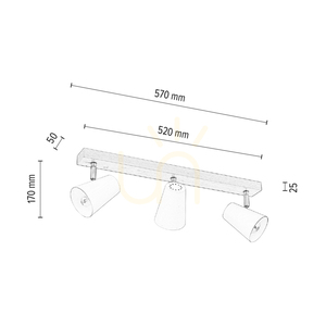 Astrid Ceiling Light, 3xE14, Max. 40W, Birch/Chrome Metal/Black Metal Shade, 57 cm small 3