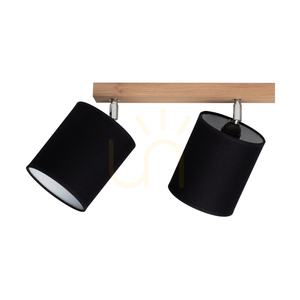 Atike Ceiling Light, 4xE27, Max. 25W, Oiled Oak/Chrome Metal/Black, 90 cm Lampshade small 1