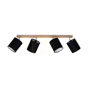 Atike Ceiling Light, 4xE27, Max. 25W, Oiled Oak/Chrome Metal/Black, 90 cm Lampshade small 0