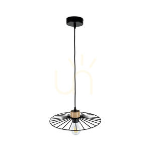 Ballerina Pendant Light 1xE27 Max. 60W Oiled Oak/Black Metal/Black PVC Cable Ø35 cm small 0