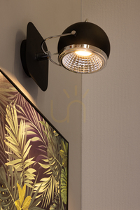 Ball Wall Sconce, Includes 1 GU10 LED Bulb (Max. 6W), Black Metal, 20 cm small 3