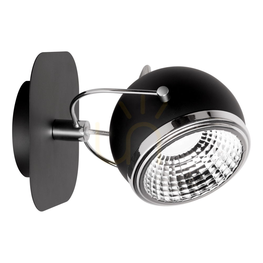 Ball Wall Sconce, Includes 1 GU10 LED Bulb (Max. 6W), Black Metal, 20 cm