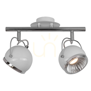 Ball Incl Ceiling Light. 2xGU10 LED, Max. 6W, White/Chrome Metal, 35 cm small 1