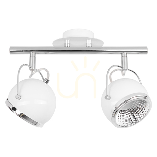 Check Ball Incl Ceiling Light. 2xGU10 LED, Max. 6W, White/Chrome Metal, 35 cm