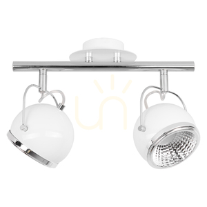 Ball Incl Ceiling Light. 2xGU10 LED, Max. 6W, White/Chrome Metal, 35 cm small 0