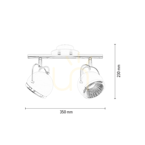 Ball Ceiling Light, Includes 2xGU10 LED Bulbs (Max. 6W), Satin Metal, 35 cm small 2