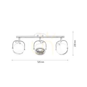 Ball Ceiling Light, Includes 3xGU10 LEDs, Max. 6W, Satin Metal, 52.5 cm small 2