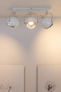 Ball Ceiling Light, Includes 3xGU10 LED Bulbs, Max. 6W, White Metal, 42 cm small 3