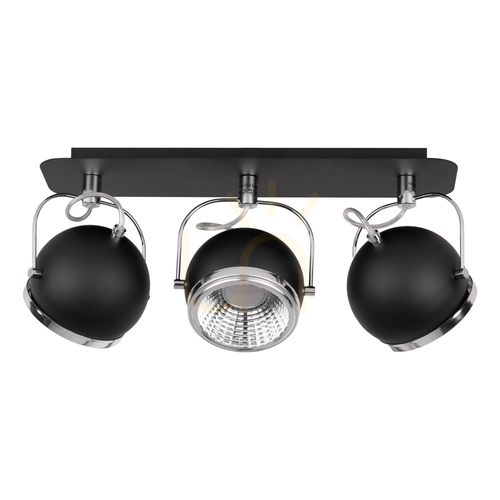 Check Ball Ceiling Light, Includes 3xGU10 LEDs, Max. 6W, Black Metal, 42 cm