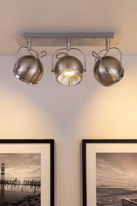 Ball Ceiling Light, Includes 3xGU10 LEDs, Max. 6W, Satin Metal, 42 cm small 3