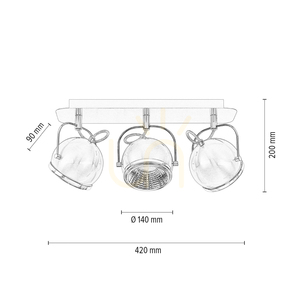 Ball Ceiling Light, Includes 3xGU10 LEDs, Max. 6W, Satin Metal, 42 cm small 4