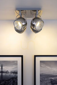 Ball Ceiling Light, Includes 4xGU10 LEDs, Max. 6W, Satin Metal, 26 cm small 3