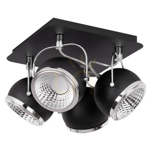 Check Ball Ceiling Light, Includes 4xGU10 LEDs, Max. 6W, Black Metal, 26 cm
